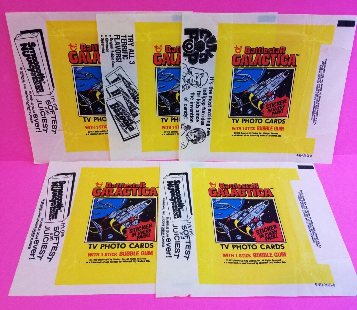 💥 5 ct. vintage 1978 Topps BATTLESTAR GALACTICA wax pack wrappers +FREE SHIP 💥