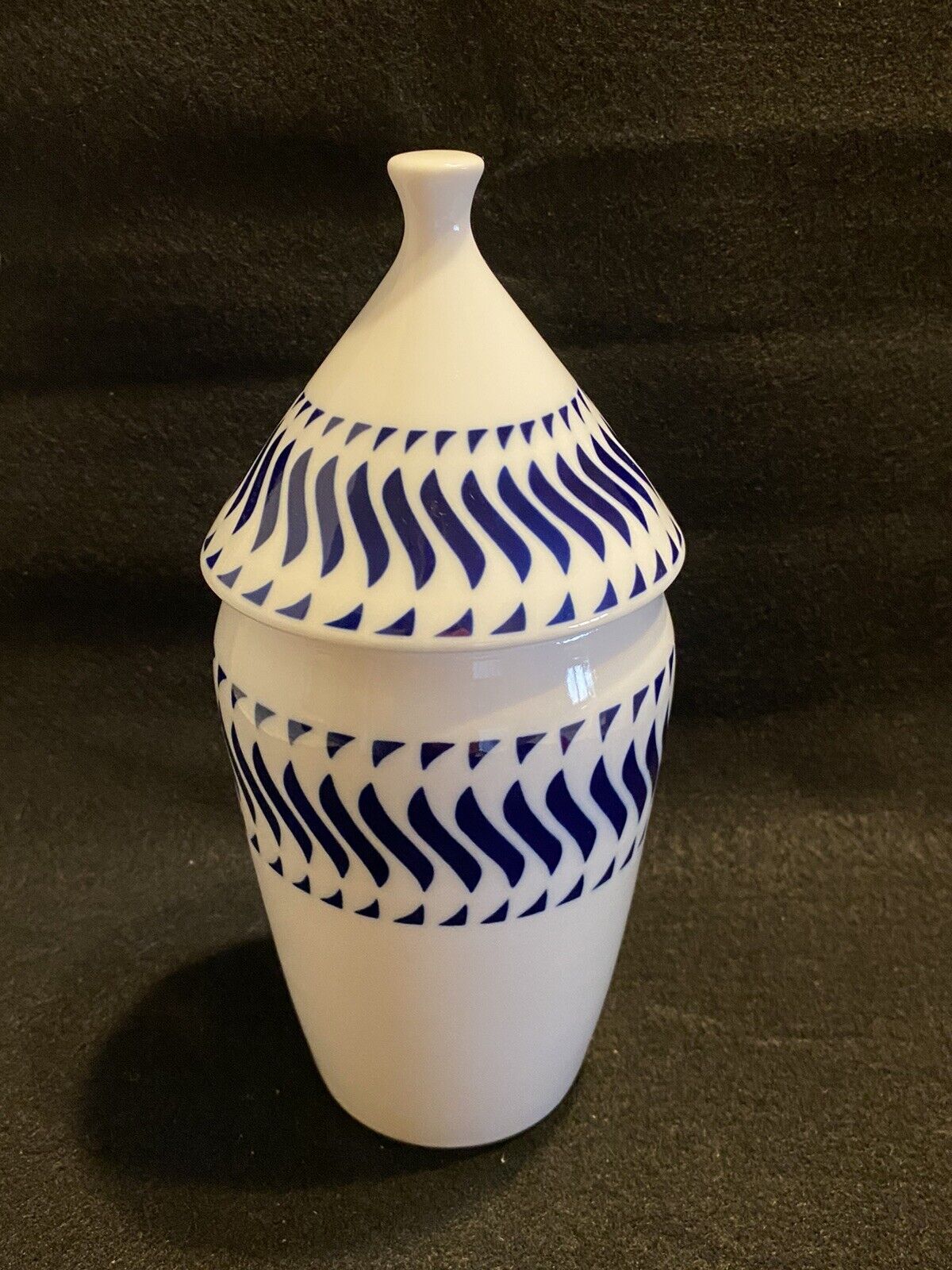 Sargadelos C-21, Blue & White Potiche-Vase or Canister w/ Lid, 9