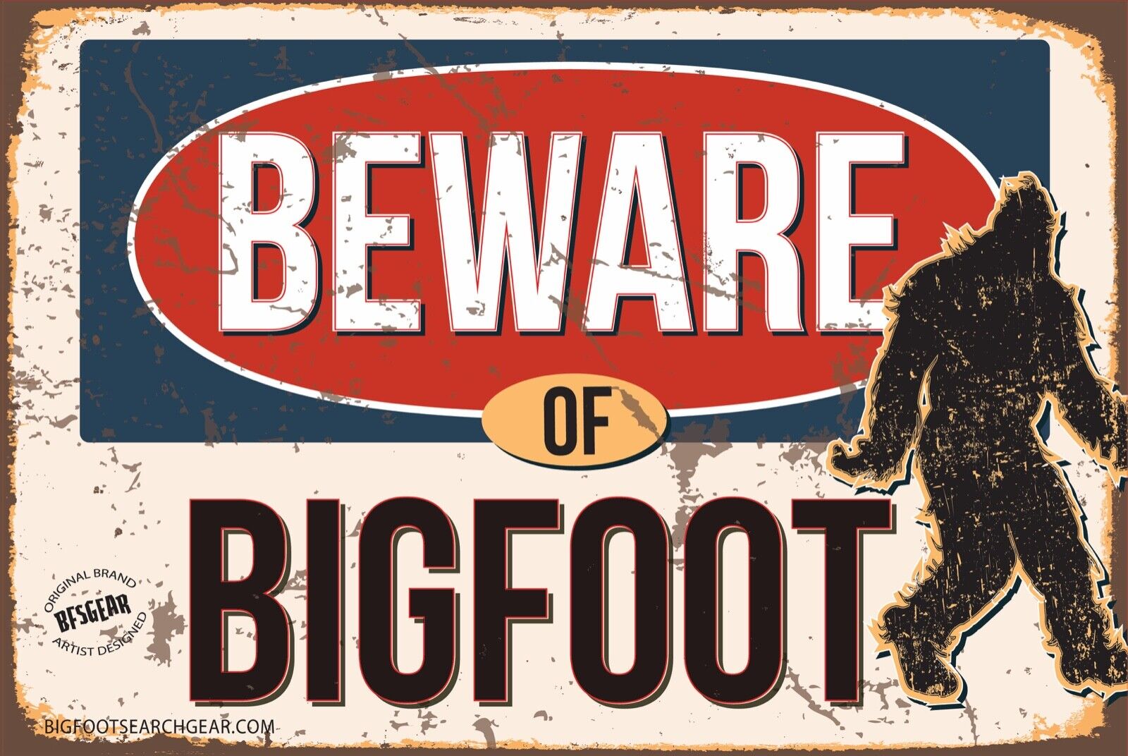 Bigfoot Beware 8x12 Pub Bar Vintage Wall Decor Outdoor Parking Street Man Cave 