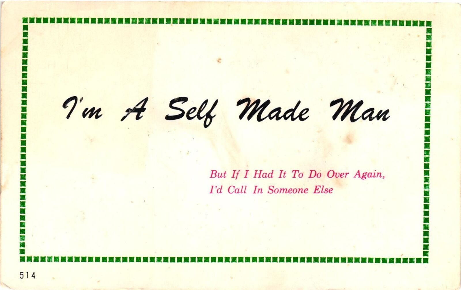 Vintage Postcard- I\'m a self made man. Early 1900s