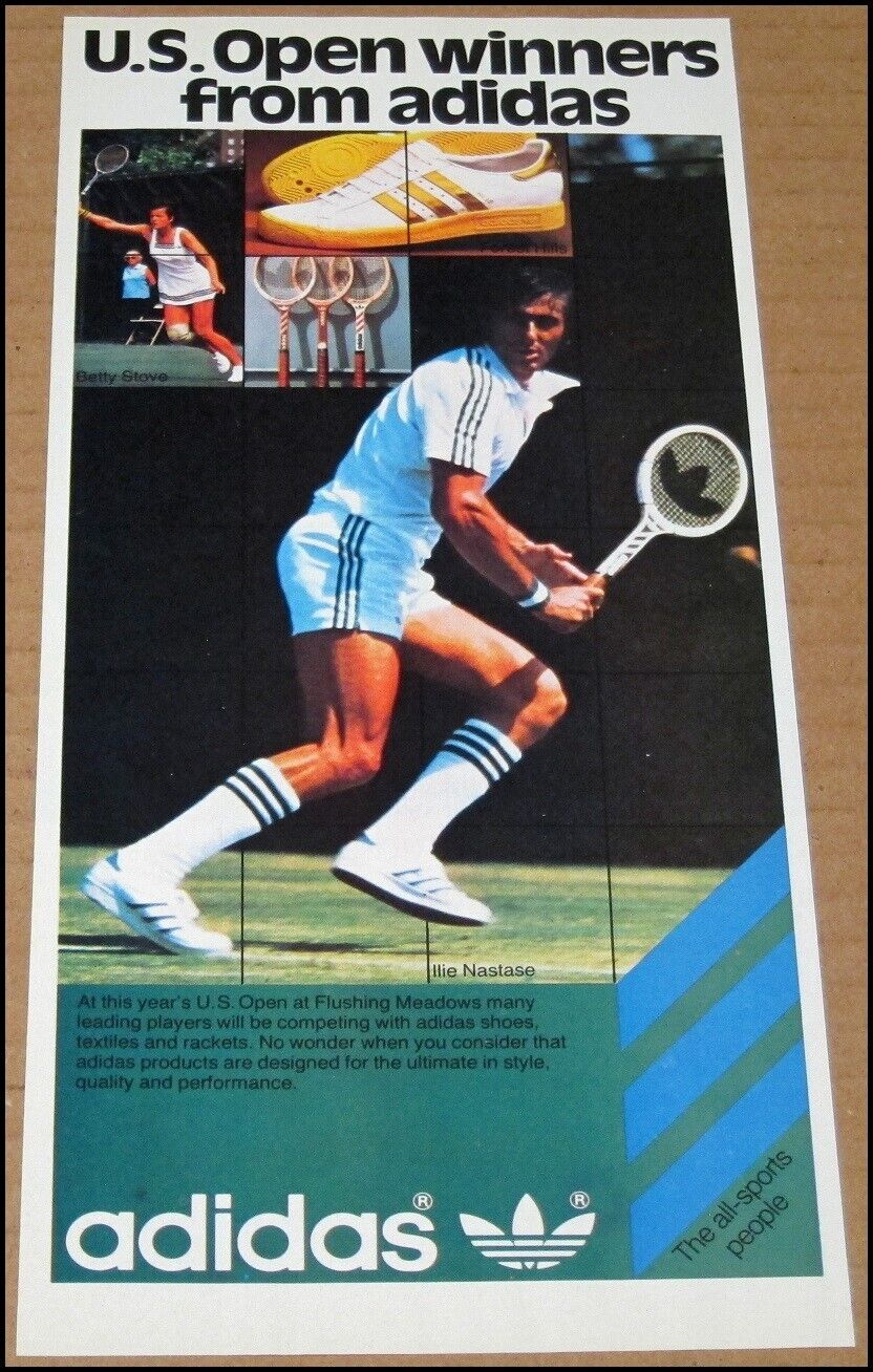 1978 Ilie Nastase Adidas Print Ad Clipping Advertisement Betty Stove Tennis
