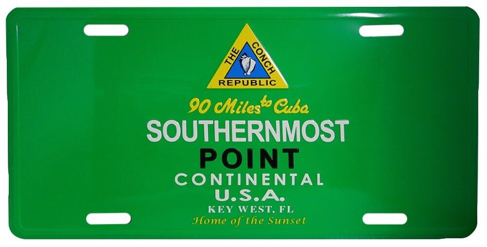 Key West SOUTHERNMOST POINT GREEN License Plate 100% ALUMINUM 3D EMBOSSED