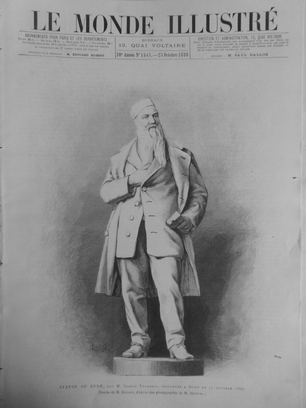 1886 Statue Rude Joseph Tournament Sculptor 1 Journal Antique