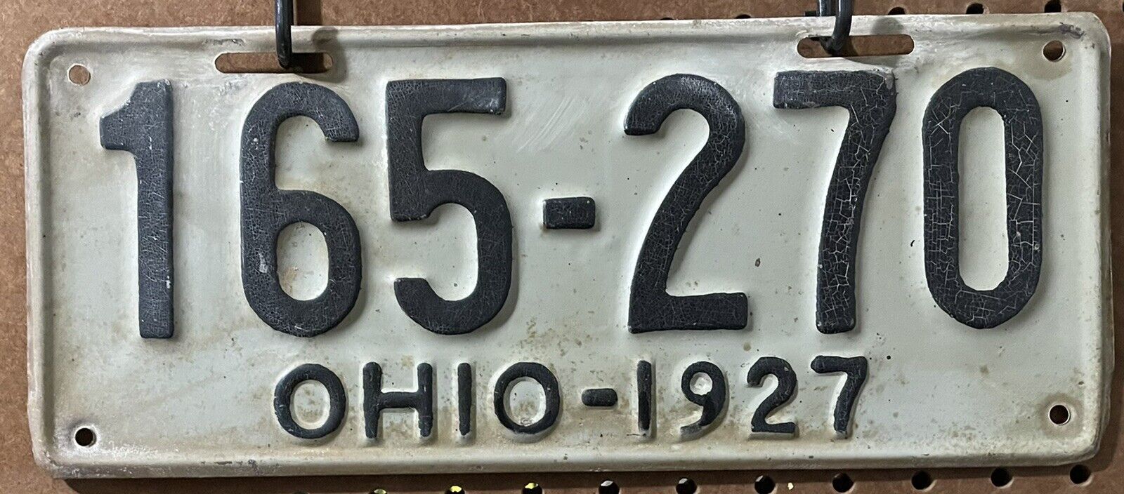 1927 Ohio License Plate Tag 100% All Original Paint #  165270 6x14 DMV Clear OH