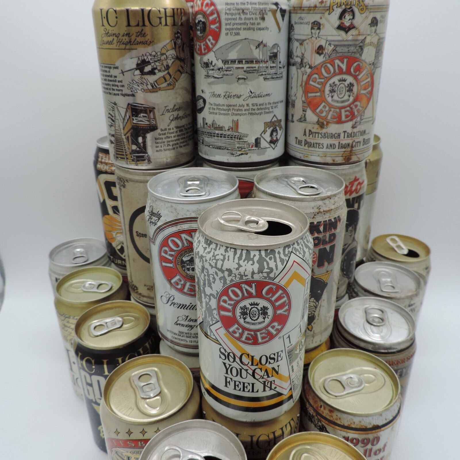 Iron City Beer Can Lot Of 36 Pittsburgh Steelers Pirates Penguins Vintage 80s 90