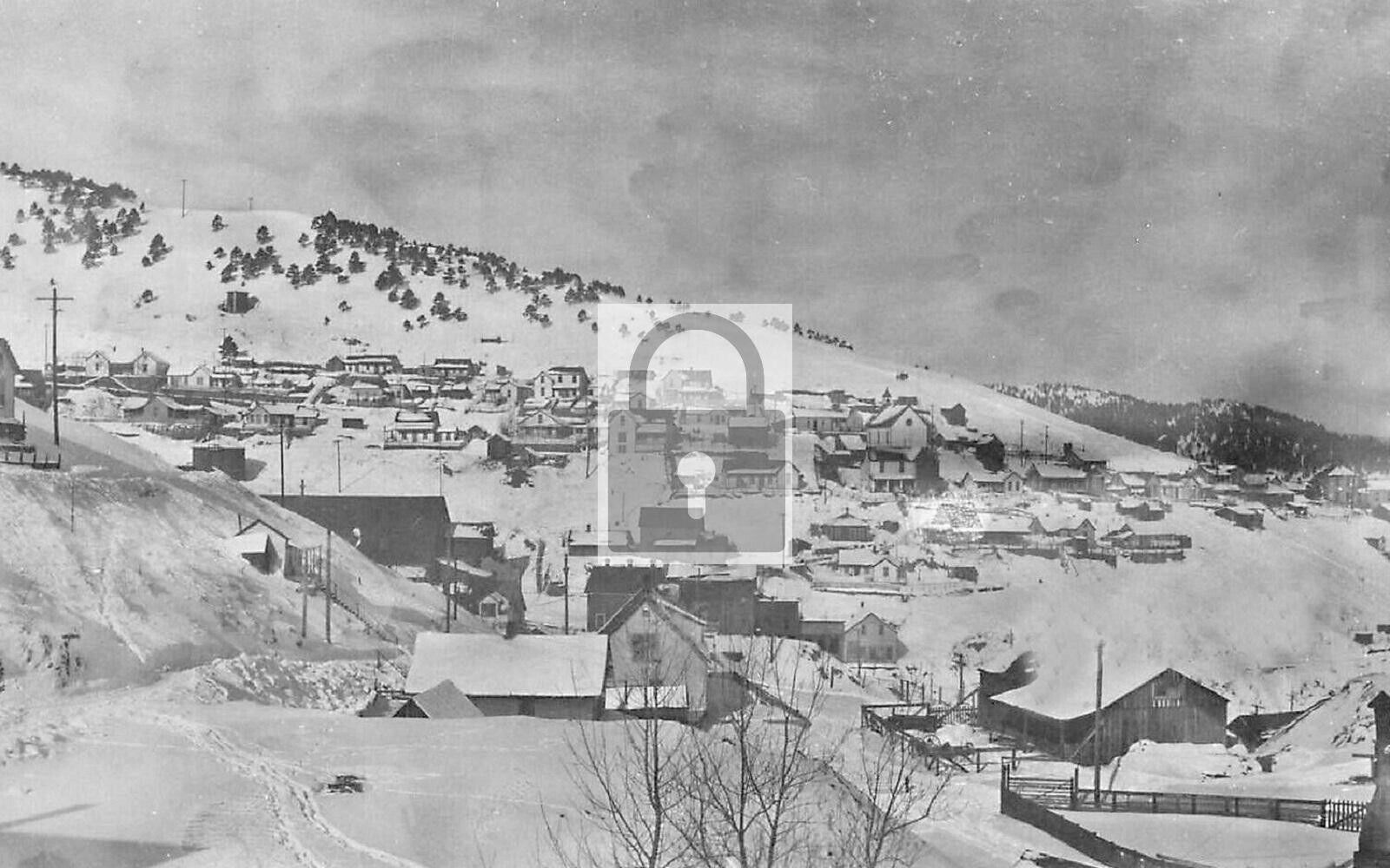 Birds Eye View Winter Snow Lead South Dakota SD Reprint Postcard