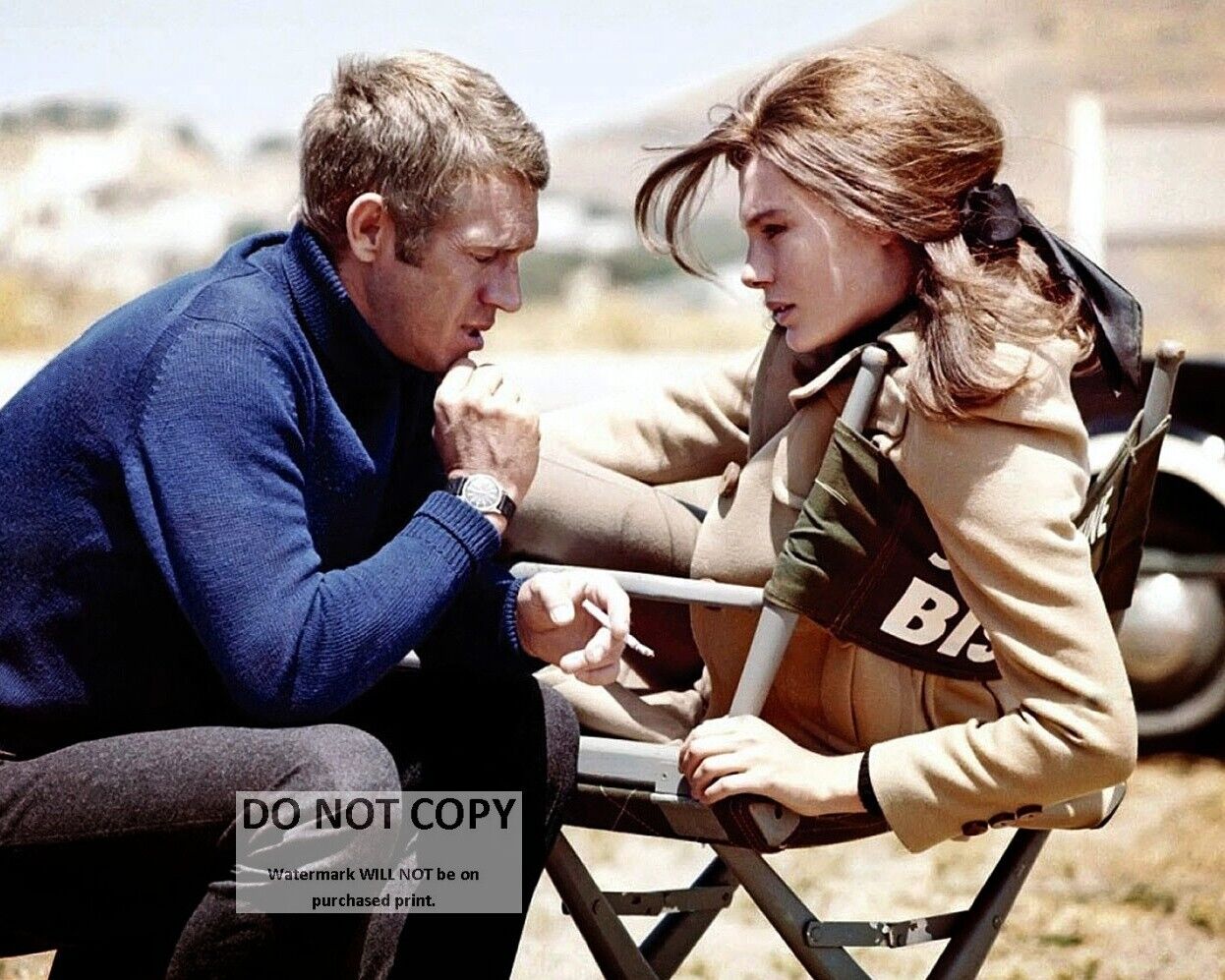 STEVE McQUEEN AND JACQUELINE BISSET ON THE SET OF \
