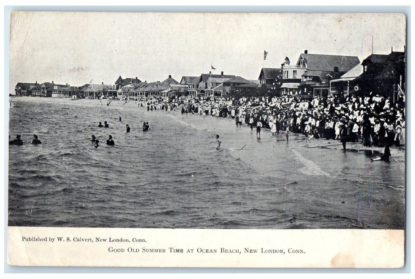 c1910\'s Good Old Summer Time At Ocean Beach New London Connecticut CT Postcard