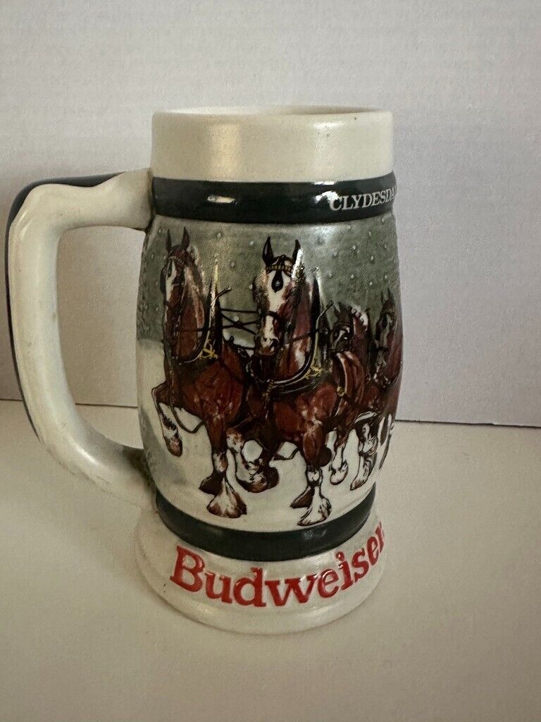 Vintage 1982 Budweiser 50th Anniversary Clydesdale\'s Holiday Beer Stein Mug