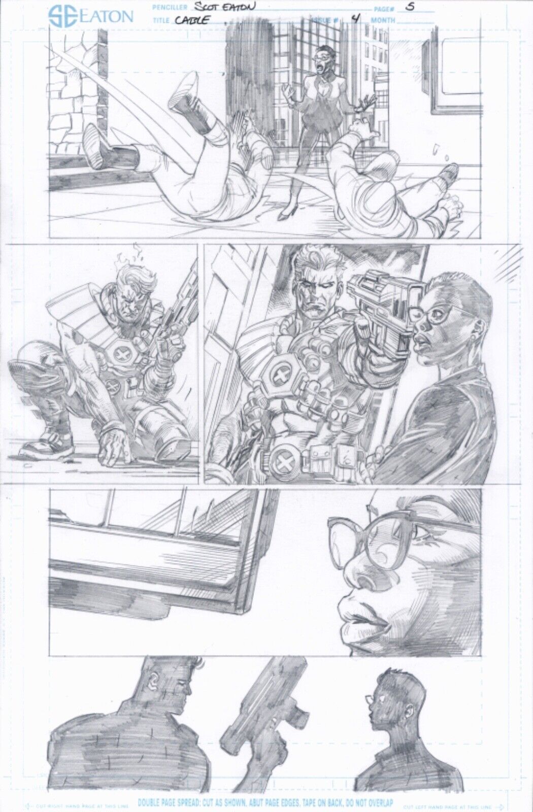 CABLE Original ART.     CABLE #4,  Page 5.      Pencils by SCOT EATON