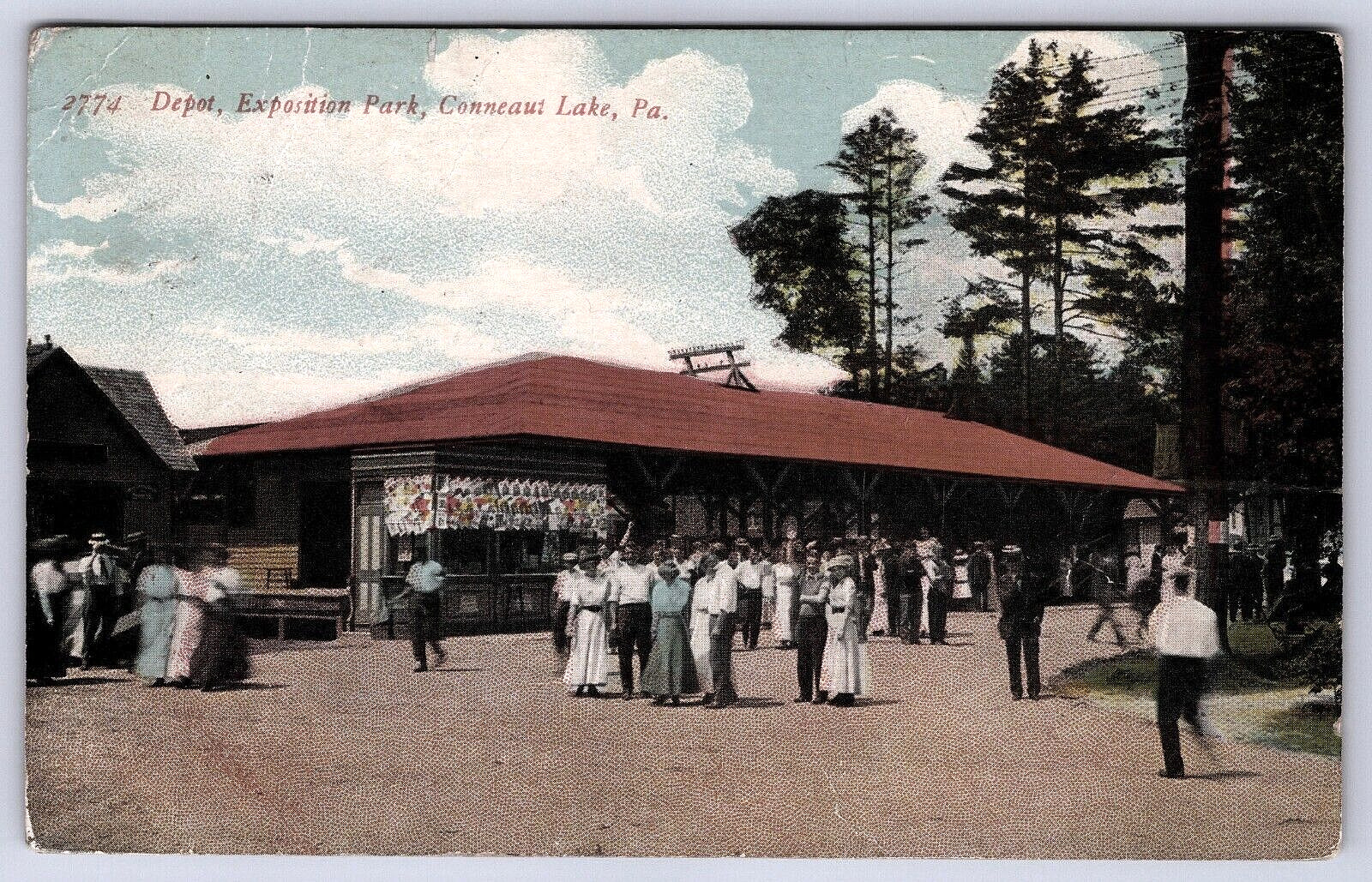 Postcard 1911 PA Lake Exposition Park People View Conneaut Lake Pennsylvania