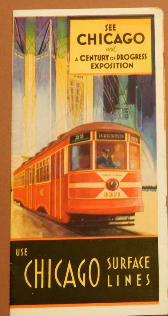 1933 Chicago World\'s Fair Chicago Surface Lines Bus & Trolley BK9S3