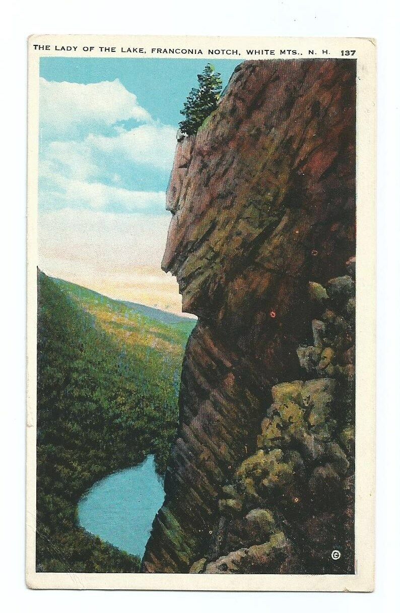 Franconia Notch White Mountains NH Postcard Lady of the Lake c1920s