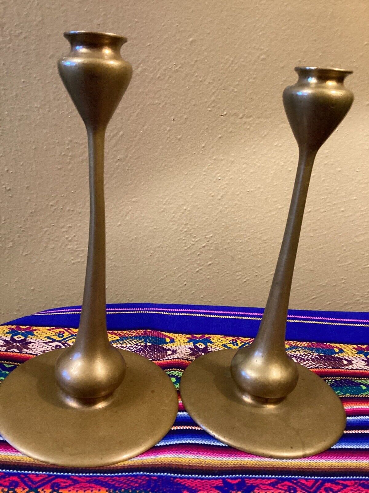 Antique “Kappa” Brass Candlesticks Pair-Jarvie Style Mission Arts Crafts