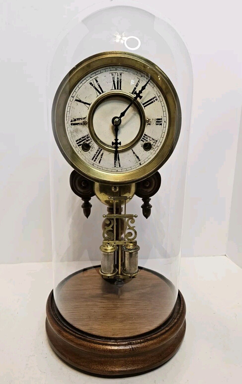 1875 Henry J Davies Crystal Palace Walnut \'Glass Dome\' Victorian Mantel Clock