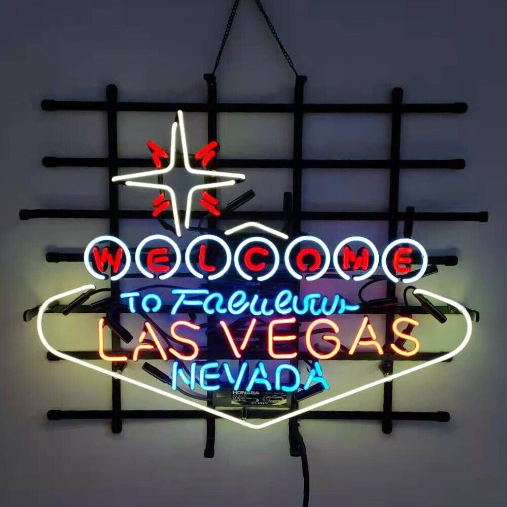 Welcome To Las Vegas Neon Sign 24x20 Lamp Bar Pub Man Cave Store Wall Decor