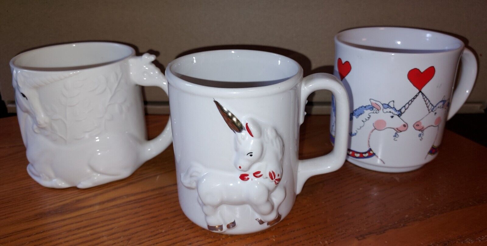 UNICORN GEM 3 Vintage Porcelain Ceramic Coffee Tea Chocolate CUPS EXC Ship Free