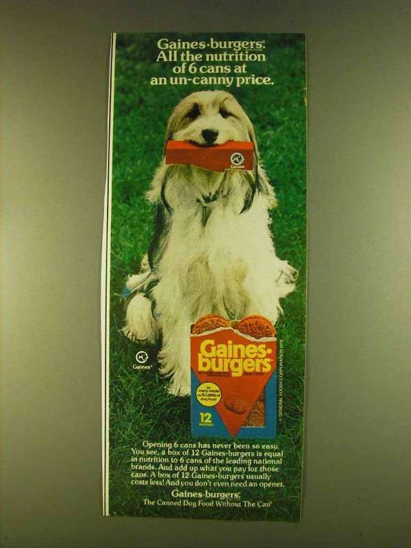 1980 Gaines-Burgers Dog Food Ad - All the Nutrition