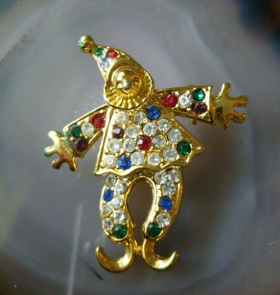 Swarovski Crystal Articulated Clown Scatter Pin/Brooch