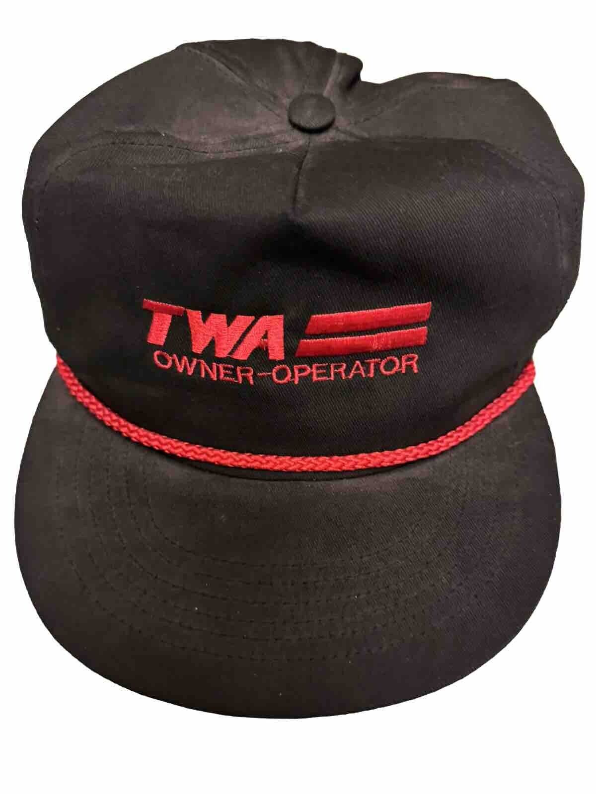 Vintage TWA Airline OWNER OPERATER Cap  Strap-Rope Hat Made in USA