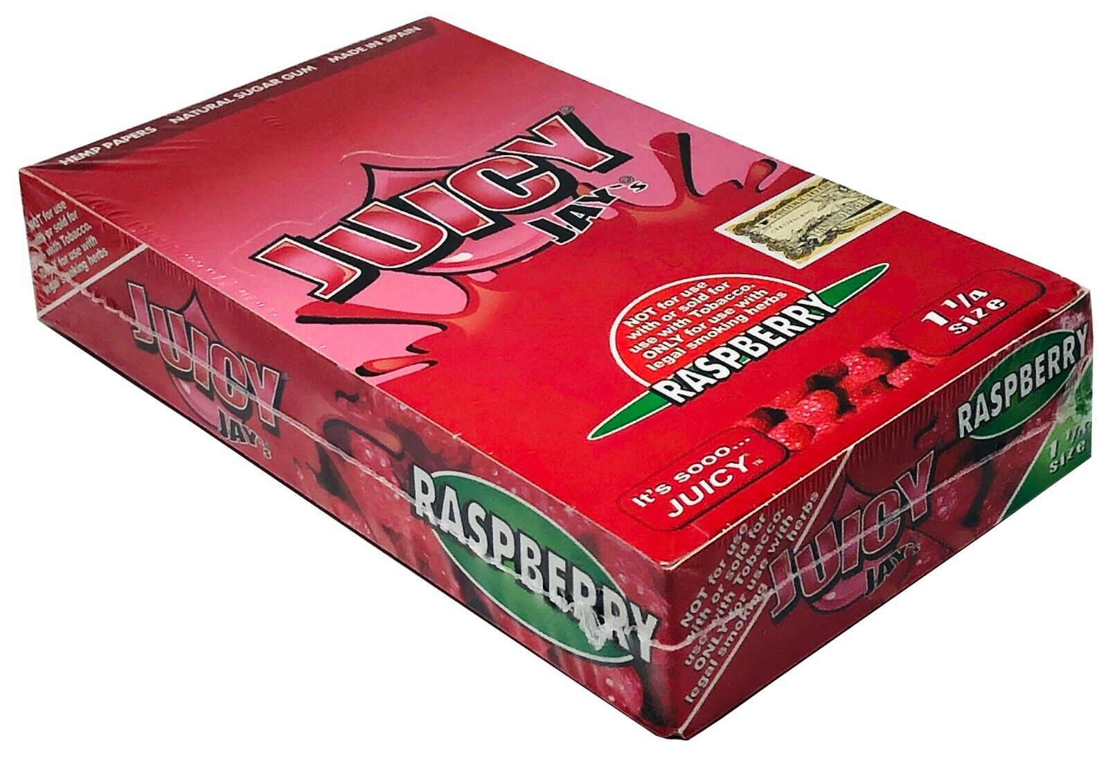 Juicy Jay's Raspberry Flavored Rolling Papers 1.25 Box of 24