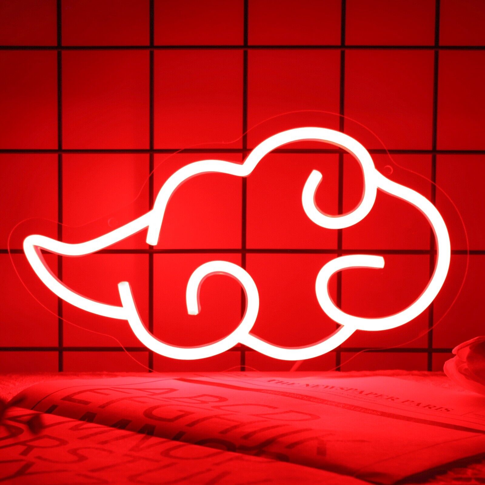 Anime Cloud Neon Signs, Red Cloud Neon Sign, LED Anime Cloud Neon Light for Wall