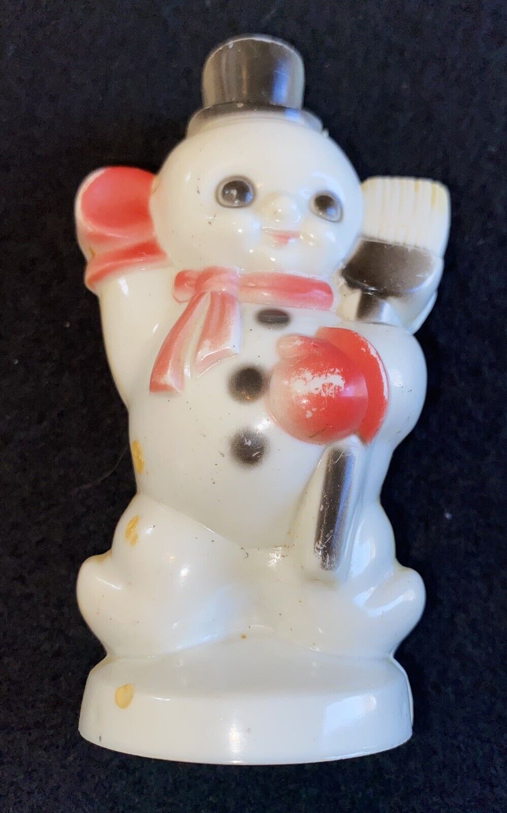 Vintage Christmas Rosen Rosbro Plastic Snowman Waving Ornament Figure MCM