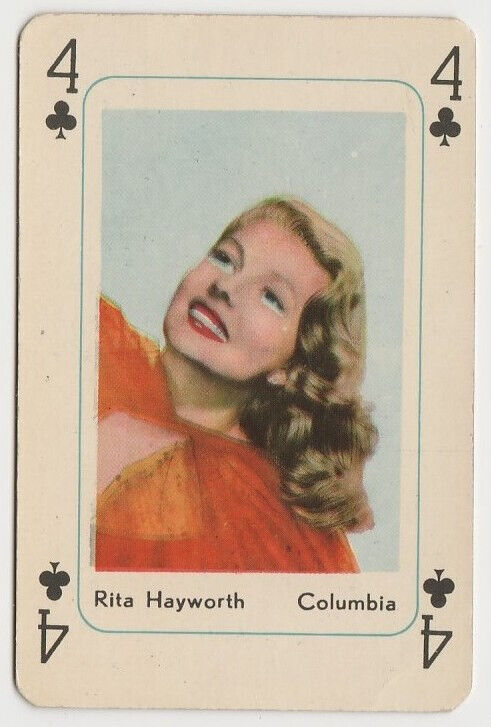 Rita Hayworth vintage 1950s Maple Leaf Playing Card of Film Star 4C