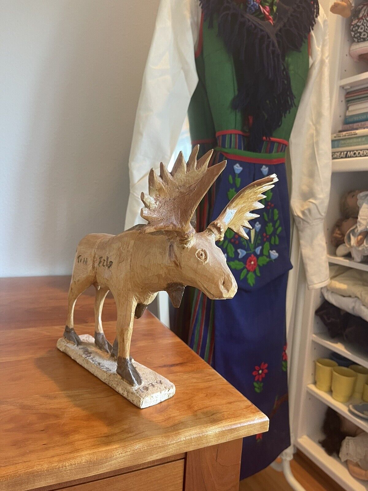 Vintage Sweden Swedish Laplander Saami Sami hand carved large wooden reindeer