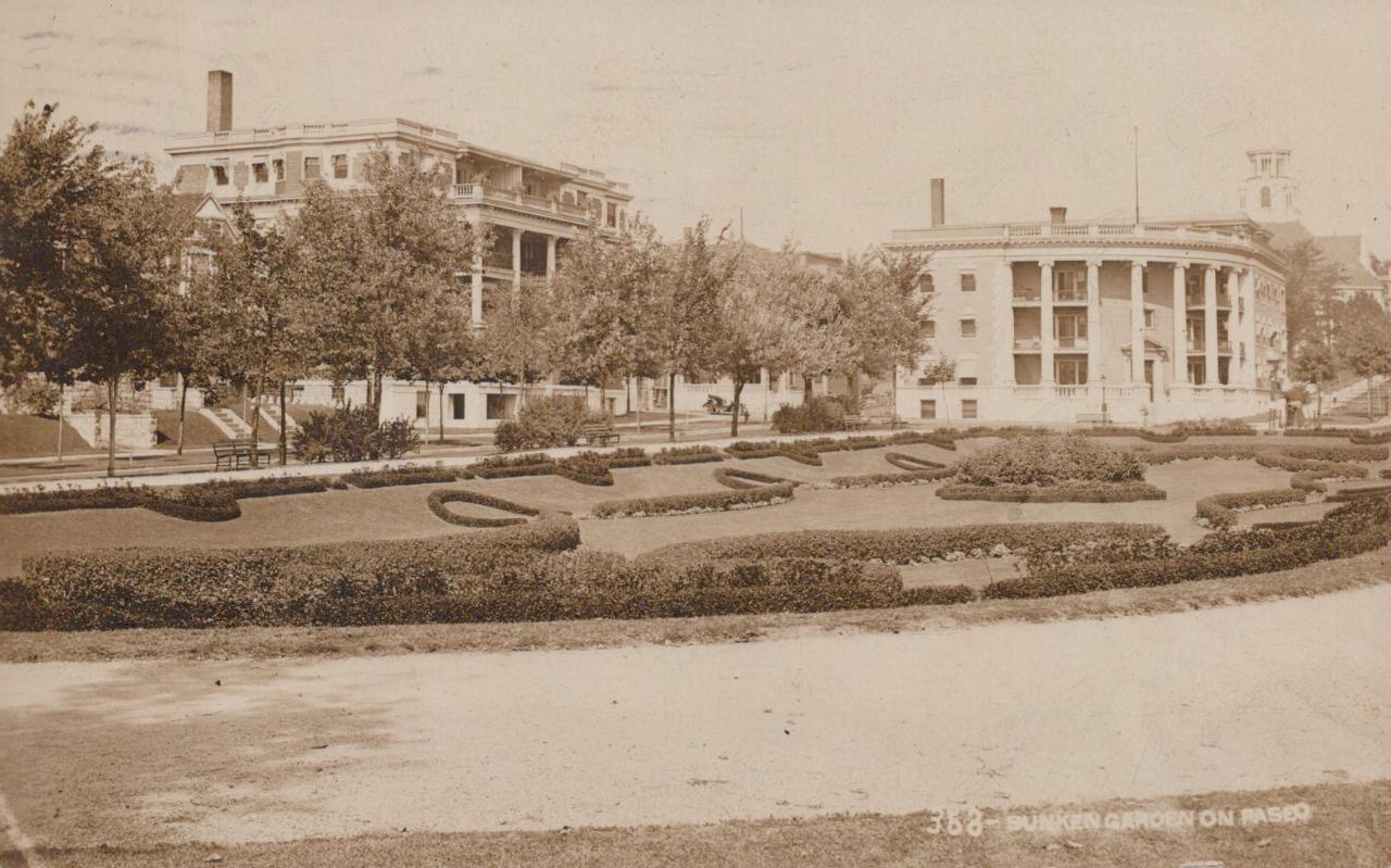 1910 RPPC Sunken Garden on Paseo Kansas City Real Photo Postcard