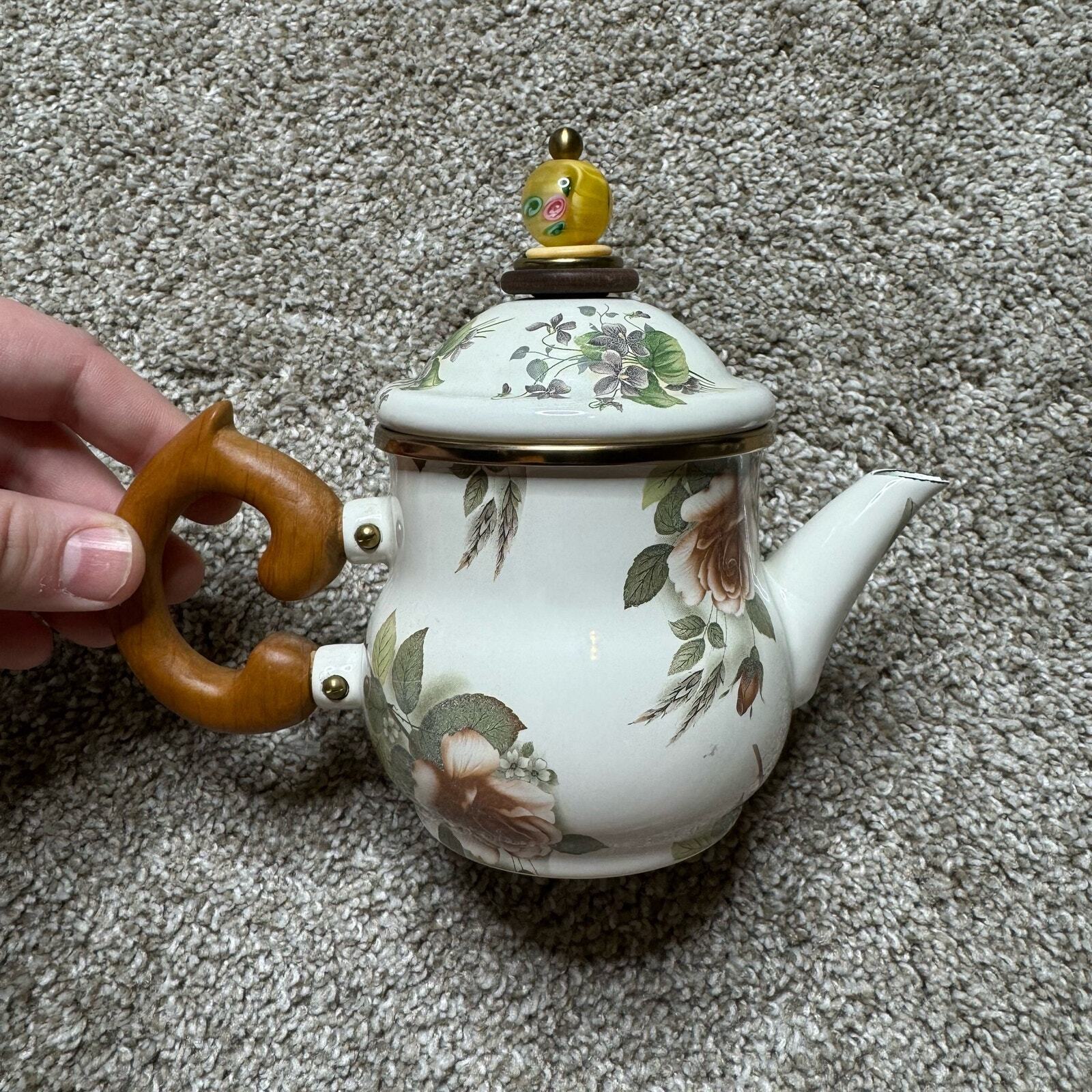 Mackenzie Childs Vintage NWT 1995 Camp Rose Teapot