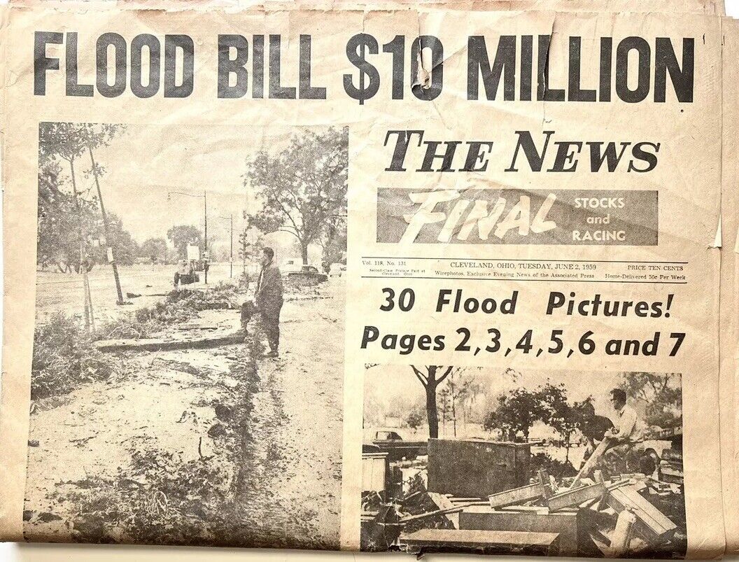 Vintage 1959 Cleveland Flood The Plain Dealer Complete Newspaper Car Ads June 2