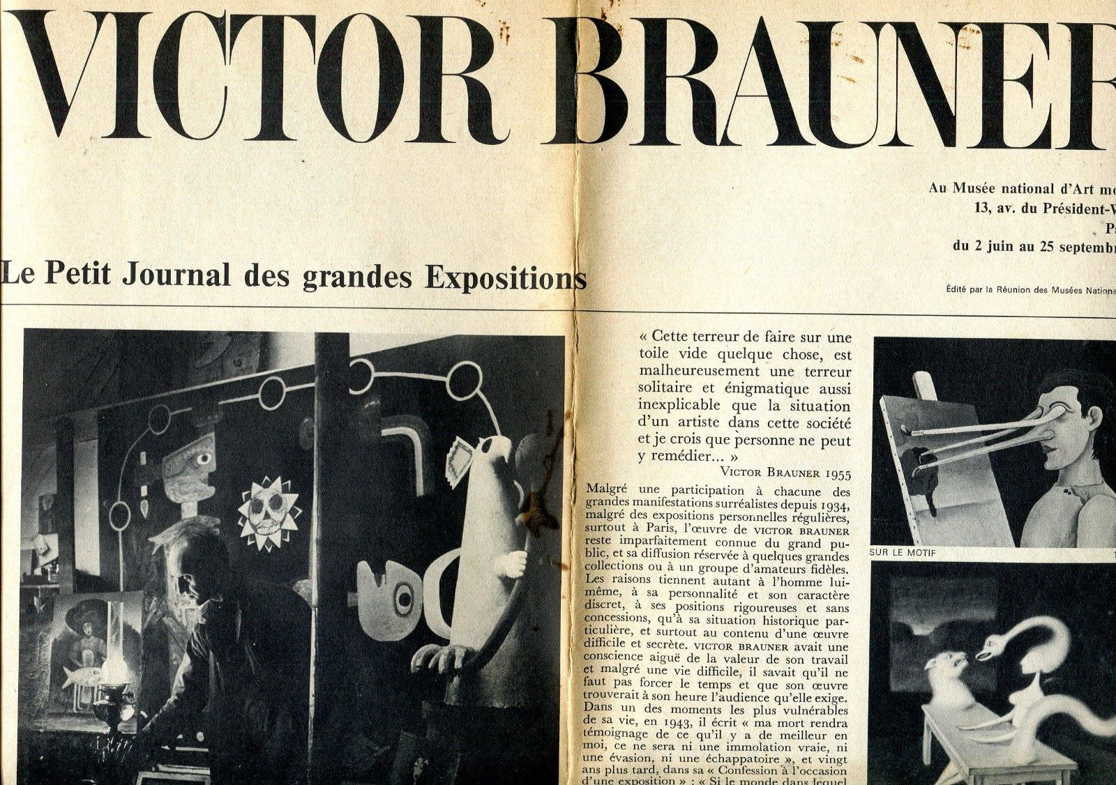 VICTOR BRAUNER Journal 4p. exhibition June 2, 1972 Museum of Modern Art 36x50 cm