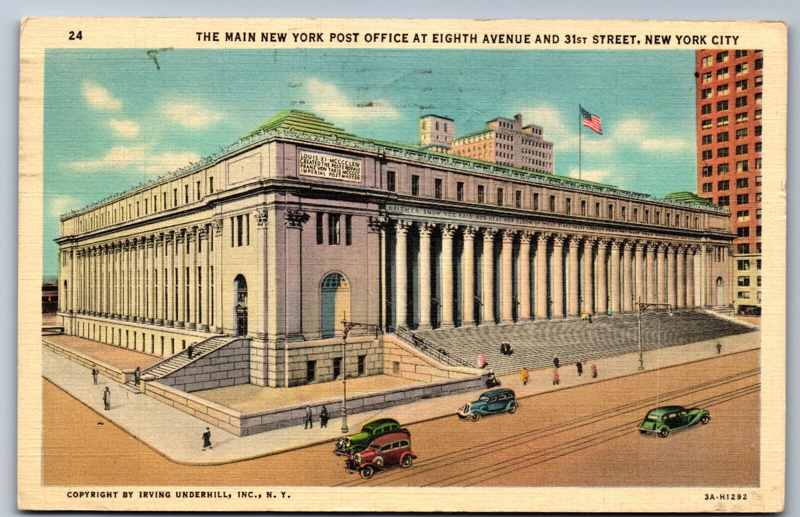 Postcard New York NY c.1933 The Main New York Post Office NY City AE1
