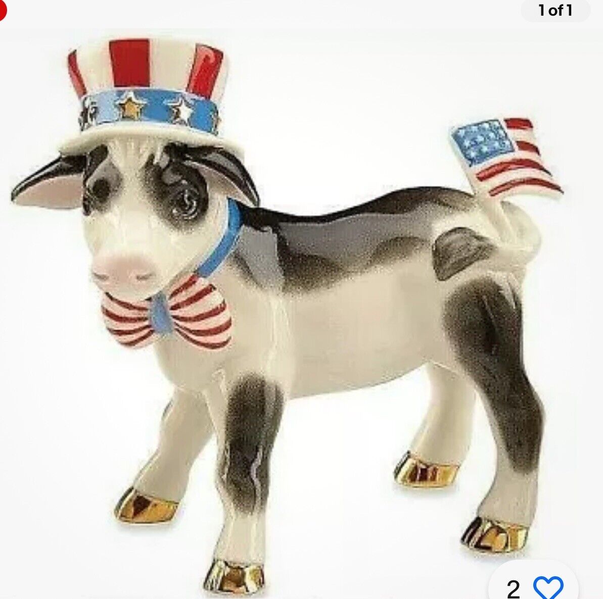 NEW Lenox USA PATRIOTIC CALF Cow FIGURINE - NEW IN BOX - # 866600 - USA FLAG