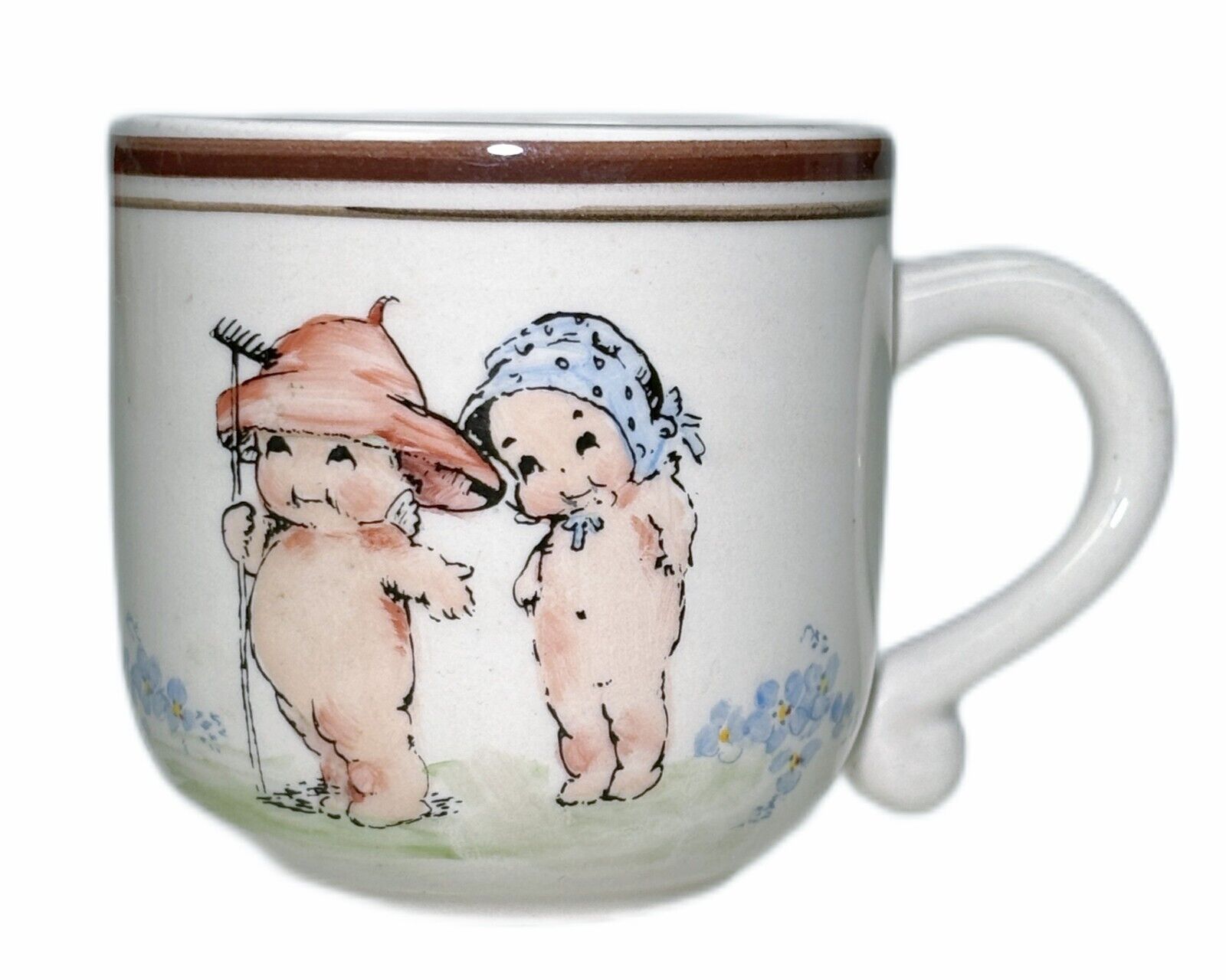 Fitz & Floyd Espresso Demi Cup Kewpie Doll Babies Child Mug Garden Hats