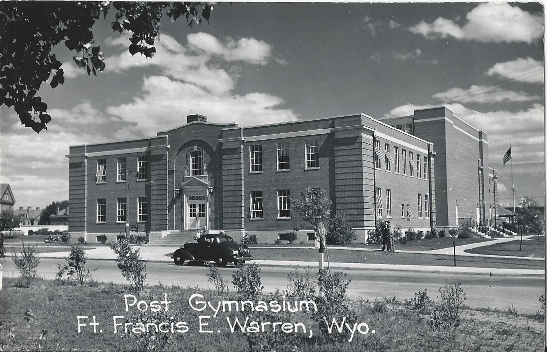 Postcard Wyoming Ft Warren RPPC Post Gymnasium 30s-40s NrMINT