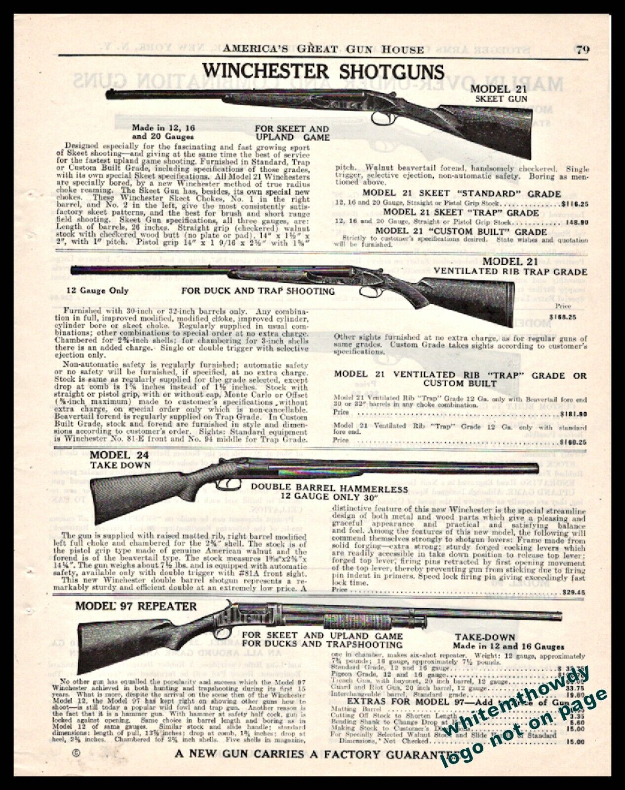 1940 WINCHESTER Model 21 Skeet Trap 24 Hammerless 97 Take-Down Shotgun AD