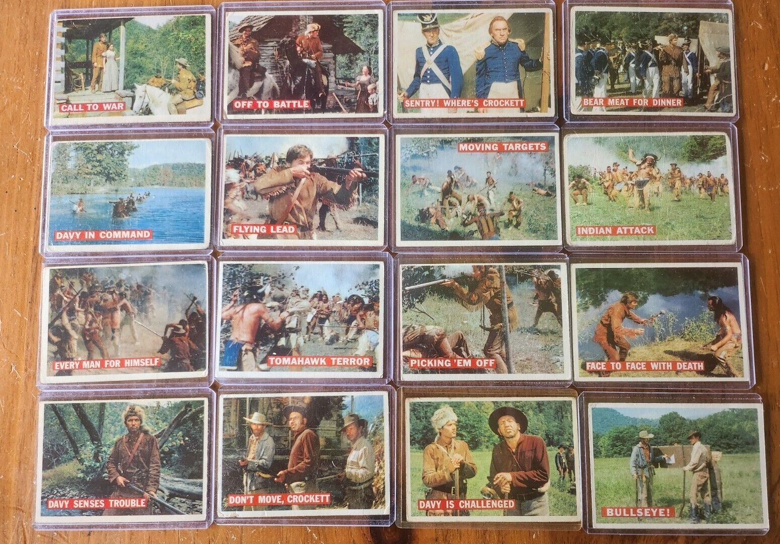 39 Vintage 1956 Topps Davy Crockett Orange Trading Cards In Plastic Sleeves