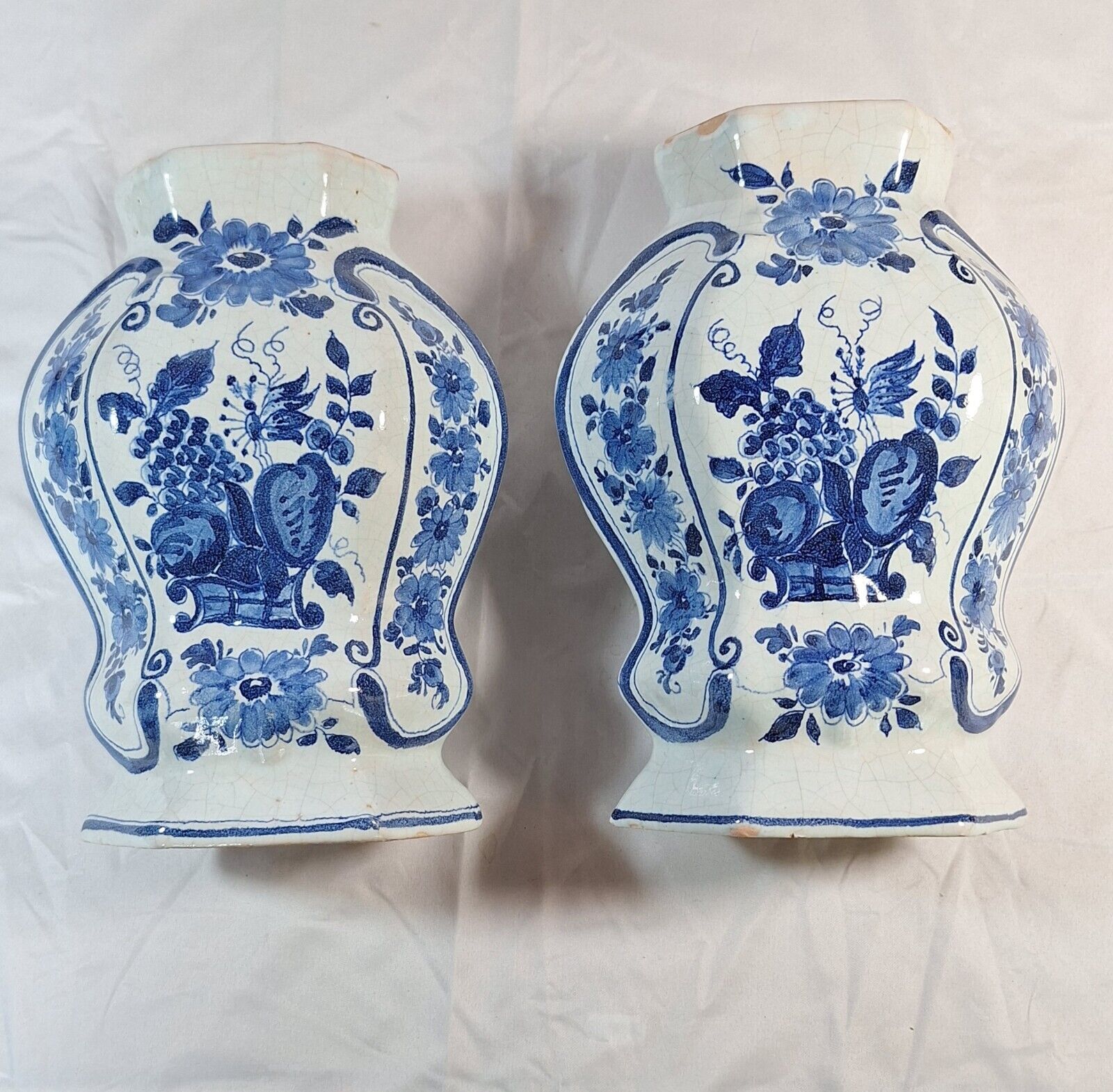 Set of 2 Antique Delft vases