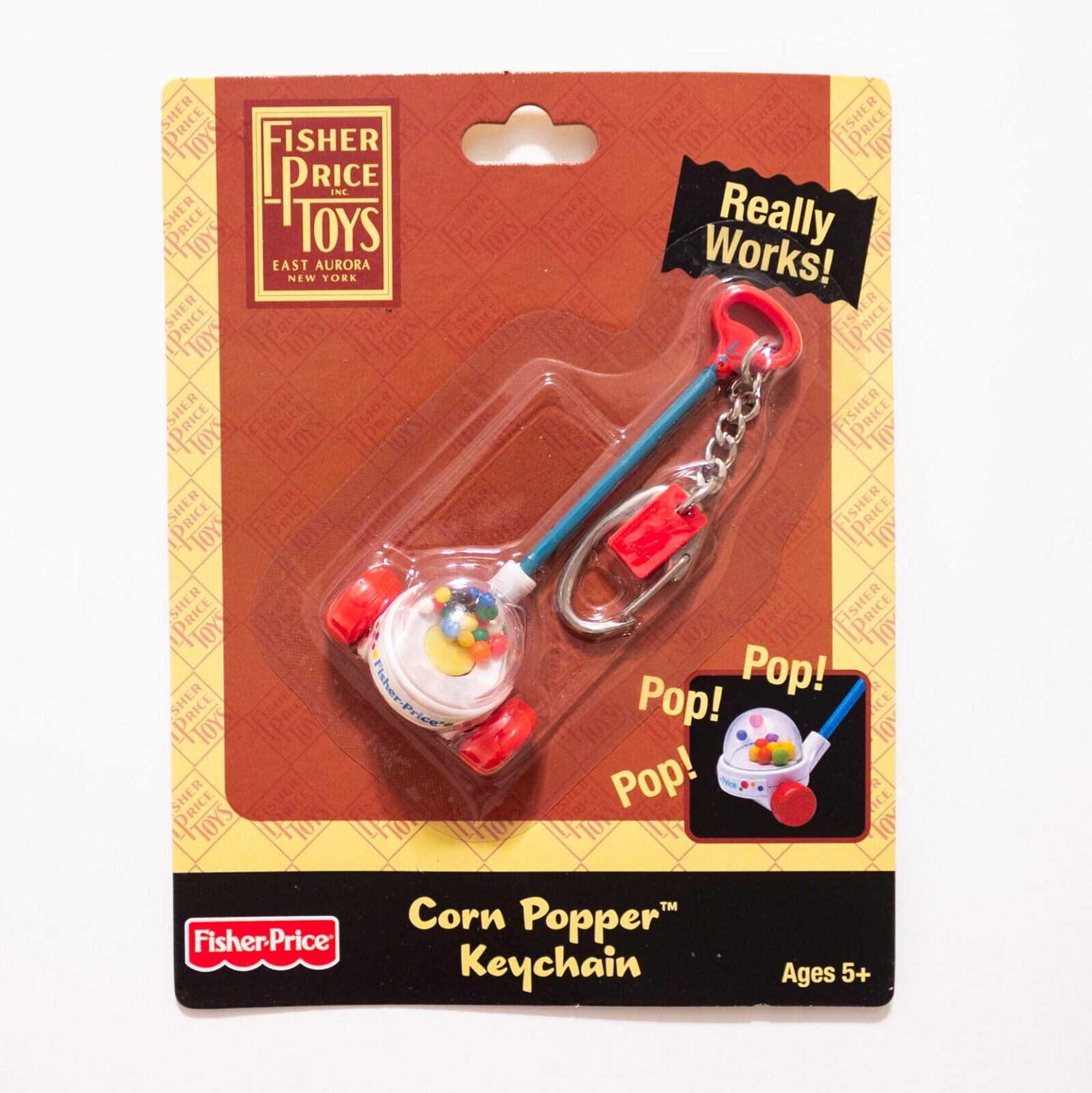 Fisher Price Corn Popper Keychain Keyring, New in Package, 2009