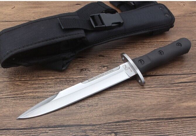 New Rubber Handle Tactics Survival Fixed Blade Camping Hunting Knife 38-09S