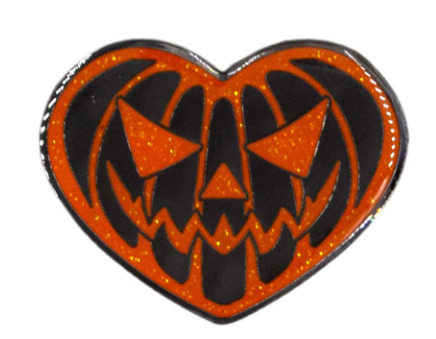 Pumpkin Heart Glitter Enamel Pin Kreepsville 666