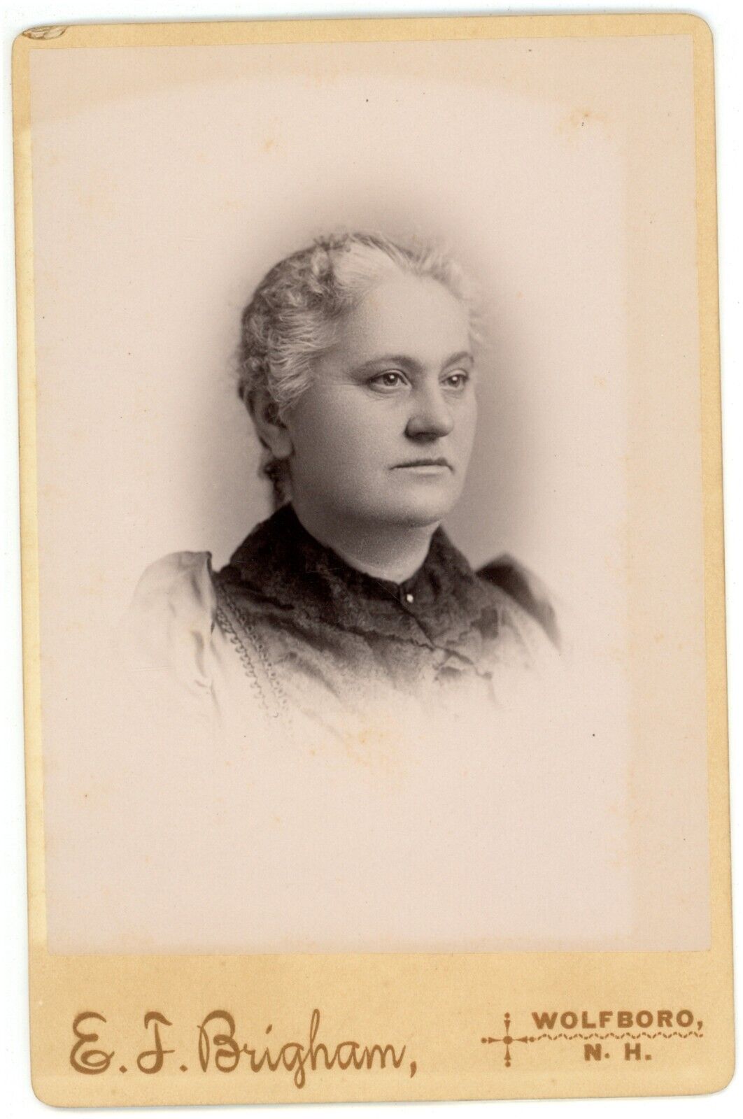 Antique Circa 1880s Cabinet Card E.F. Brigham Beautiful Older Woman Wolfboro, NH