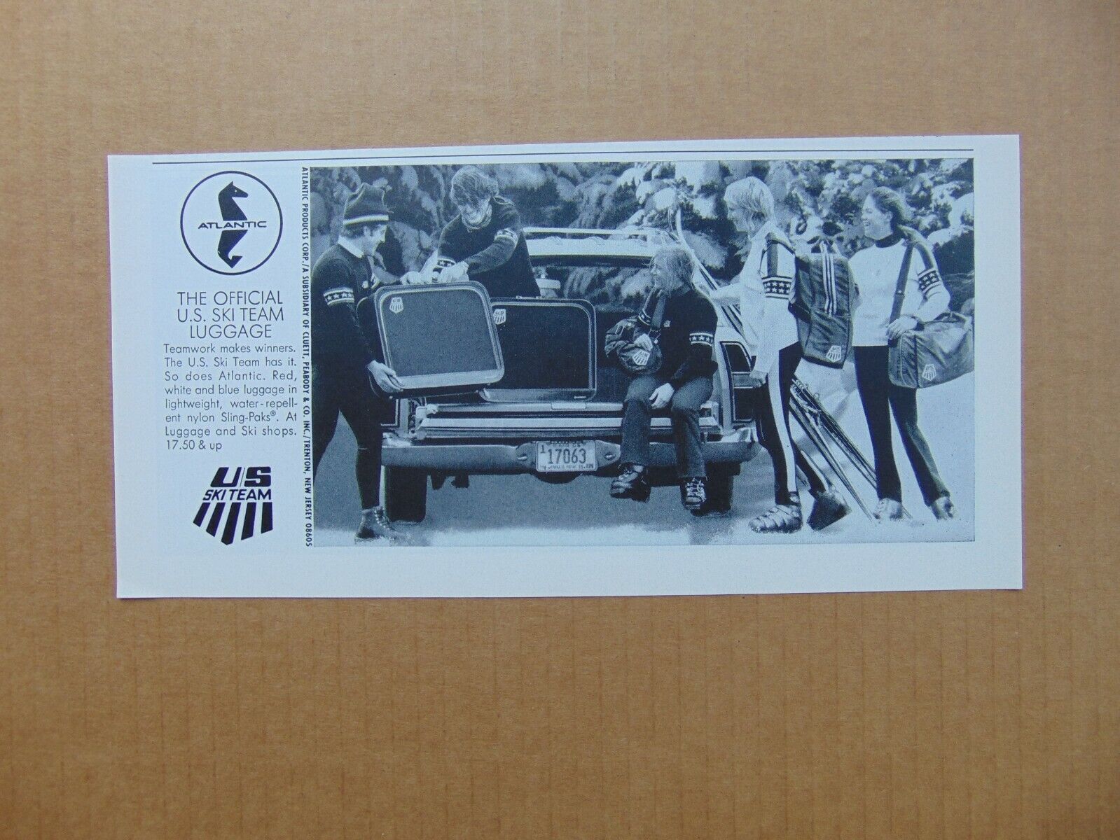 1971 U.S. SKI TEAM Official Luggage ATLANTIC art print ad 