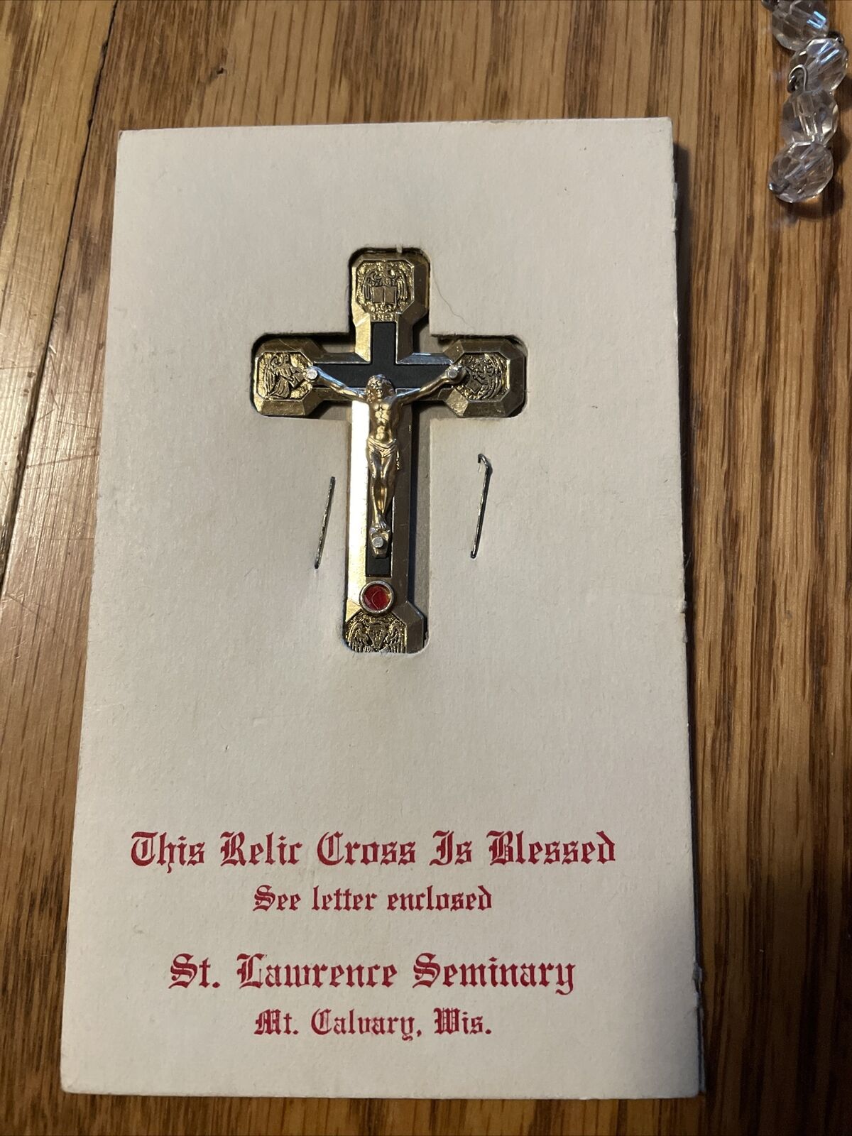 Vintage blessed relic Crucifix stations of the cross medal Mt Calvary Wis