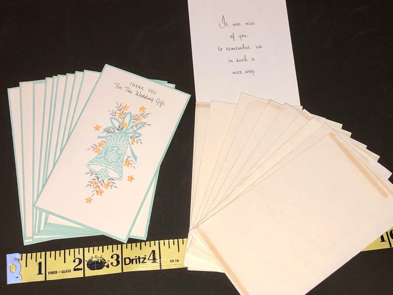 10 Vintage c1960s Small GREETING Cards WEDDING Thank You W/ Envelopes