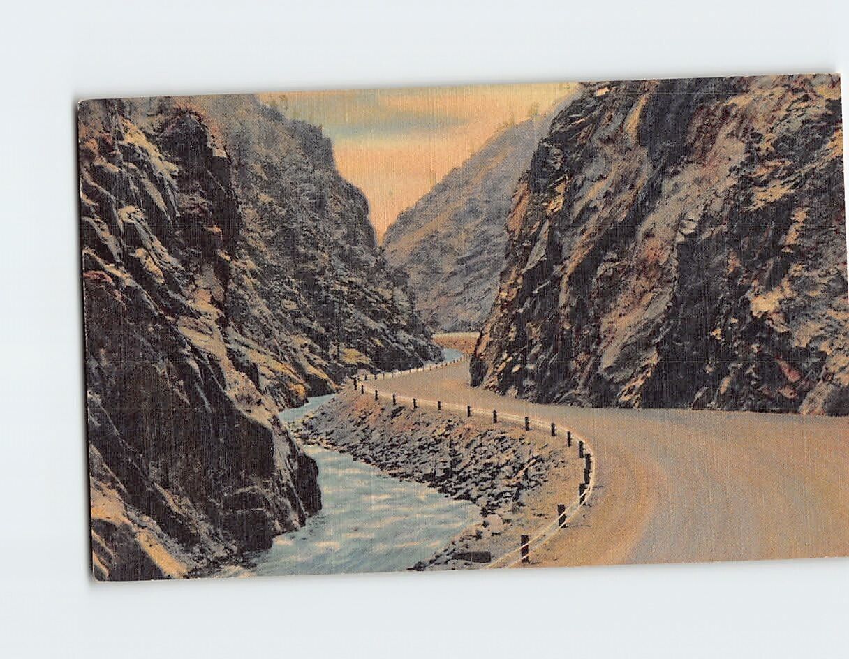 Postcard Picturesque Cliffs and Highway in Thompson Canon Colorado USA