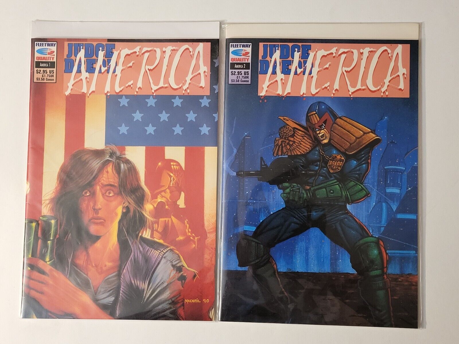 1993 QC Fleetway Quality Comics Judge Dredd: America 1 & 2 Complete Set VG