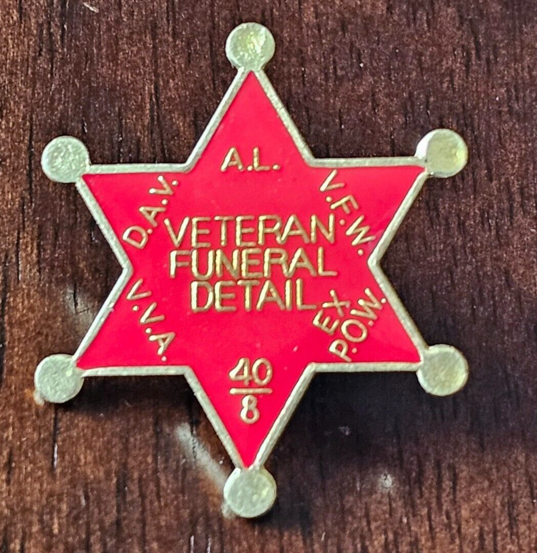 Veteran Funeral Detail Lapel Pin DAV/American Legion/VFW/40 and 8/POW/VVA